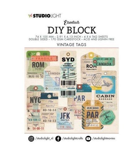 Studio Light DIY Block mini - Vintage Tags (MC03)